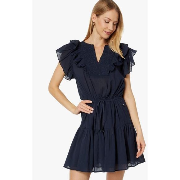 Tommy Hilfiger Tiered Ruffle Dress Mini Length XL Sky Captain NWT - Picture 1 of 5